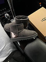 UGG mini Grey жіночі уггі на зиму. Уггі з хутром жіночі. Класні жіночі уггі., фото 4