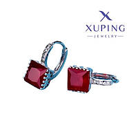 Сережки Xuping кільця родовані з червоним цирконієм