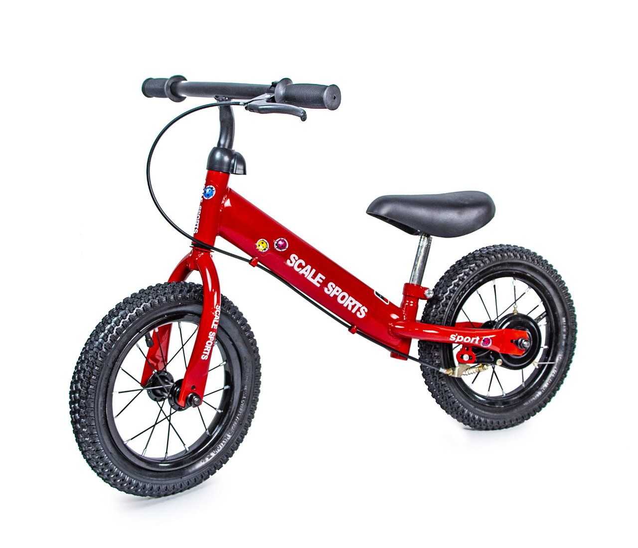 Велобіг на надувних колесах для дітей Scale Sports 12" Червоний, дитячий біговел із ручним гальмом