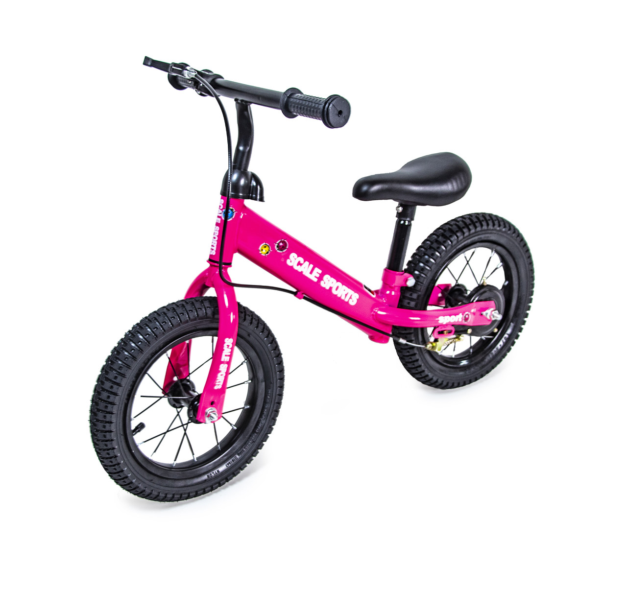 Дитячий біговел велобіг із ручним гальмом Scale Sports 12" Малиновий на надувних колесах, для дівчаток