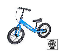 Детский транспорт велобег беговел на надувных колесах Scale Sports 14" Синий, с ручным тормозом
