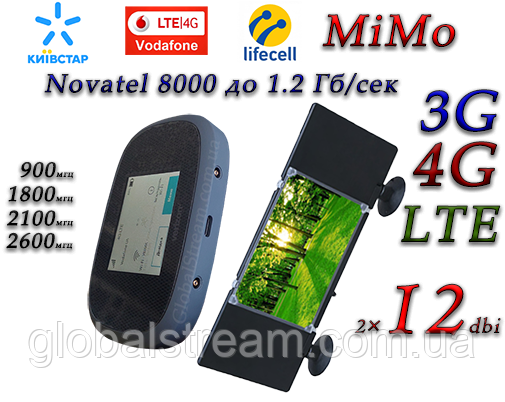 Авто Комплект 4G+LTE WiFi Роутер Verizon MiFi 8000 LTE Cat 18 до 1.2 Гб/с (KS,VD,Life) с антенной MIMO 2×12dbi
