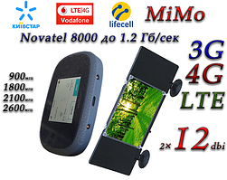 Комплект 4G+LTE WiFi Роутер Novatel MiFi 8000L (8800) Cat 18 до 1.2 Гб/с з антеною MIMO 2×12dbi