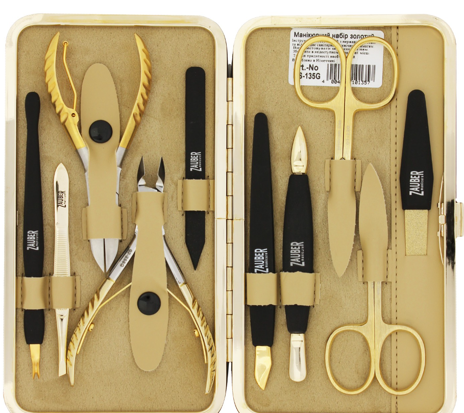 Манікюрний набір Zauber-manicure MS-135G Золотий, 10 предметів, фото 1