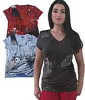 Жіноча трикотажна футболка гуртом на шнурках, літні футболки для жінок від виробника р. S M L XL 2XL