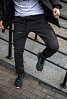 Штаны джоггеры мужские черные софтшелл теплые флисовые демисезонные с 6 карманами Flash Intruder