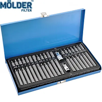 Набір біт 6гран і зірок 40од. (H4-12/T20-55/М5-12-кор/довг+2триж1/2-3/8) "Molder" (МТ68040) (мет.кейс)