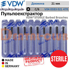 Пульпоекстрактор ручний ВДВ стерильний (VDW ® STERILE Barbed Broaches), блістерна упаковка 10 шт, розмір / № C/6	V04 0333 021 470