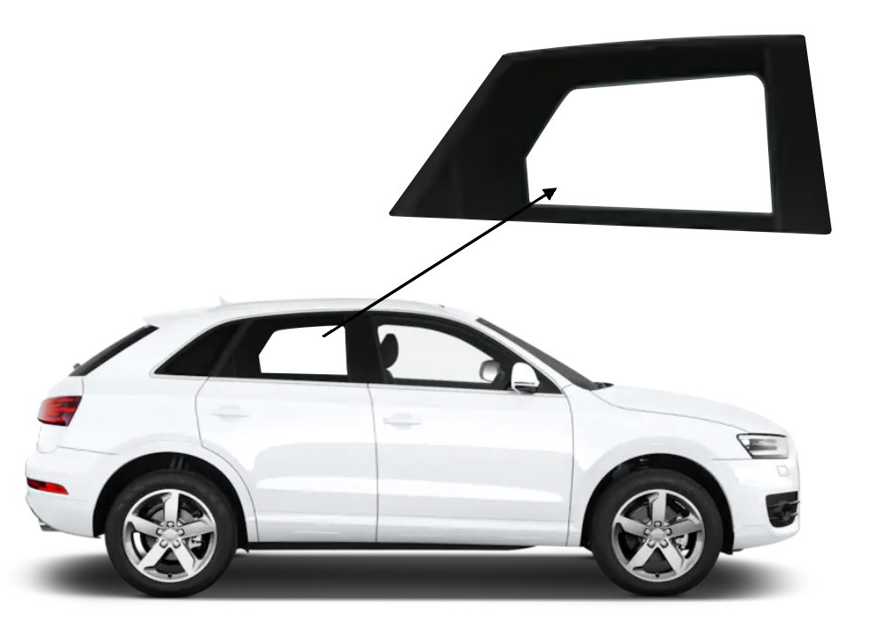 Бічне скло Audi Q3 2011-2018 задніх дверей праве
