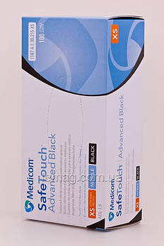 Medicom Рукавички нітрилові 5.0 г міцні, 100 шт - Чорні, розмір XS