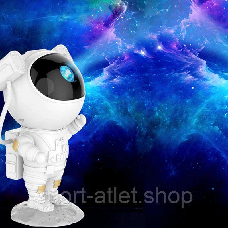 Іграшка-нічник Astronaut Проектор галактики лазерний Астронавт, зоряне небо на стелі з пультом Білий ПРИМ'ЯТА КОРОБКА