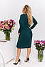 Сукня з довгим рукавом, з розрізом на блискавці, темно-зеленого кольору, кулон у комплекті (58-60), фото 3