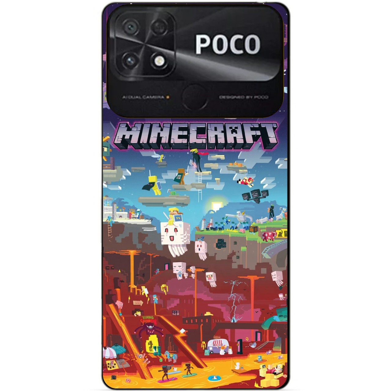 Силіконовий бампер чохол для Xiaomi Poco C40 з грою Minecraft