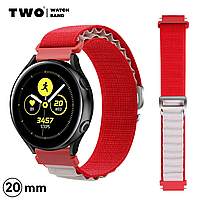 Ремешок для Samsung Galaxy Watch Active / Active 2 нейлоновый Красный с белым
