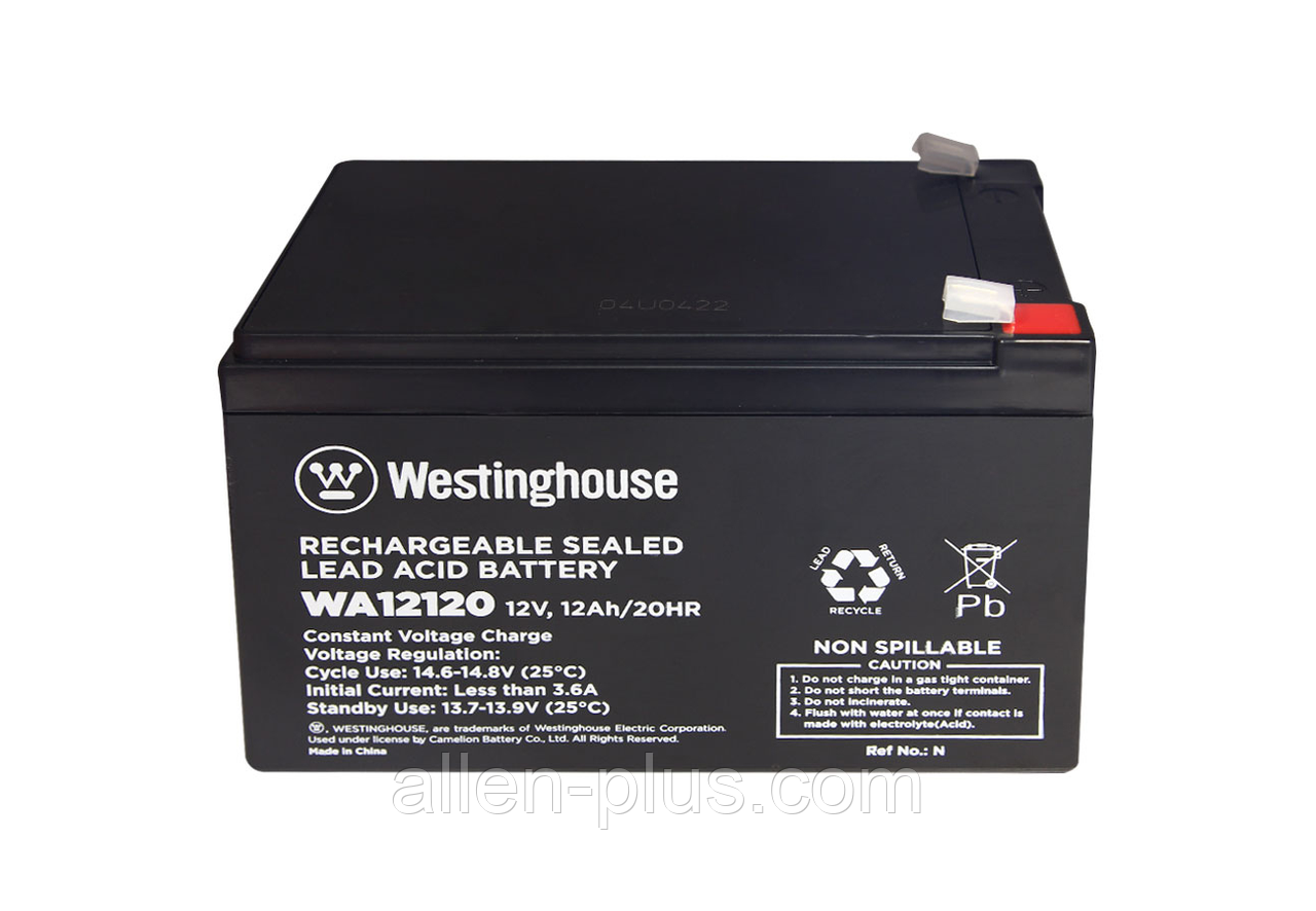 Акумулятор олив'яно-кислотний WESTINGHOUSE WA12120, 12V / 12.0A