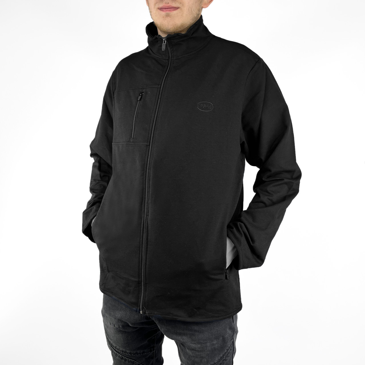 Чоловіча спортивна кофта з нагрудною кишенею Толстовка демісезонна (Туреччина) Чорний колір M(YP)