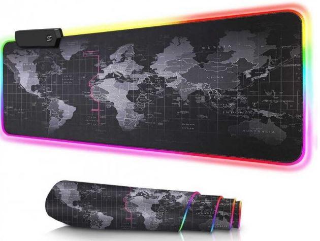 Килимок для миші з підсвіткою Мапа світу RGB RS-01 (30*80см)
