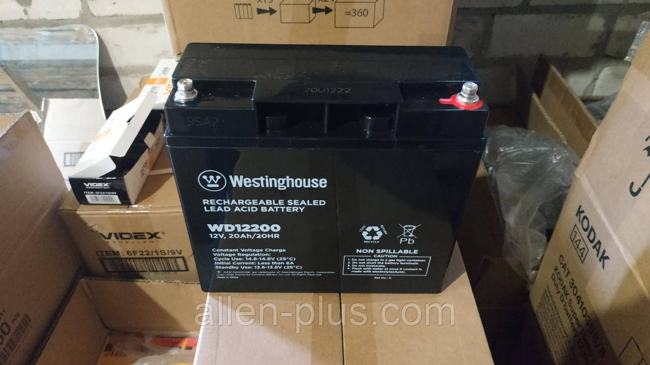 Акумулятор олив'яно-кислотний WESTINGHOUSE WA12200, 12V / 20.0A