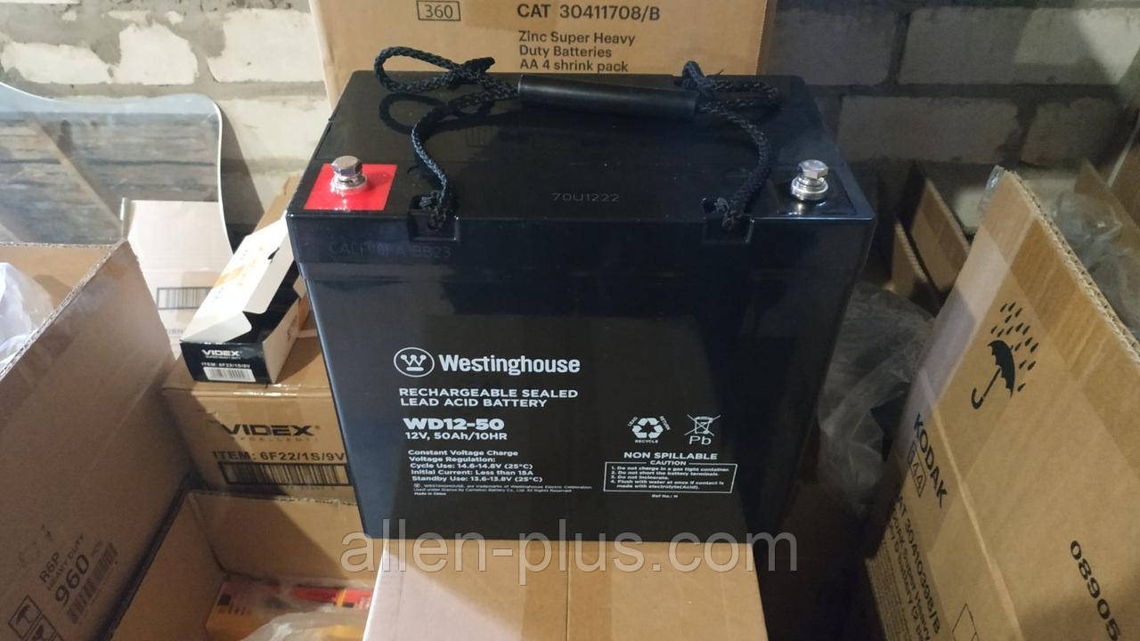Акумулятор олив'яно-кислотний WESTINGHOUSE WA12-50, 12V / 50.0A