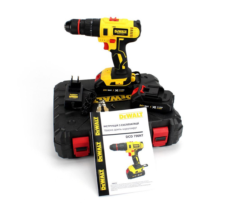 Шурупокрут ударний DeWALT DCD796NT 24V, 6AH, шурупокрут Деволт