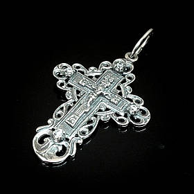 Срібний хрестик із розп'яттям і фіанітами