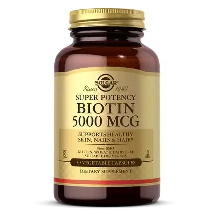 Біотин Солгар 5000 Biotin 5000 mcg 50 Caps вітамін б7, фото 1