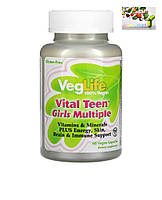 Мультивитамины для подростков, VegLife, Vital Teen Girls Multiple, 60 веганских капсул