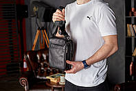 Сумка барсетка через одне плече 24х20х6 Tiding Bag, месенджер з натуральної шкіри, планшетка шкіряна, чорний, фото 8