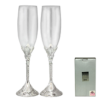 Набор свадебных бокалов для шампанского | 2 бокала с надписью по 220мл | SNT "Влюбленные сердца"