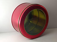 Емкость для сыпучих металлическая «Виндоу» с (прозрачной крышкой) | 150г круглая | 13.5x7см | красная