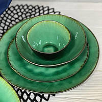 Пиала из керамики (круглая) «Зеленая лагуна» | 10 см