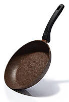 Сковорода Fissman Fuego Stone Chocolate | Ø24см с антипригарным покрытием Platinum (каменная крошка)