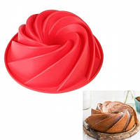 Форма для выпечки кекса | для пирога | силиконовая | круглая с дыркой | "Кекс" | красная