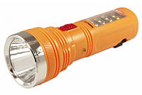 Фонарик ручной с зарядкой от сети | мощный аккумуляторный фонарь | пластиковый | оранжевый