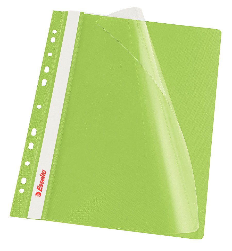 Швидкозшивач Esselte VIVIDA А4 з прозорим верхом і перфорацією, колір "зелений" в уп. по 10 шт арт. 13587 (E:FlatFile Punched