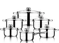 Набор посуды Wellberg Practical Silver 5 кастрюль и ковшик с крышками