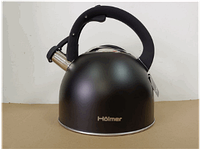 Чайник из нержавеющей стали со свистком 2,5л 3х-слойное индукционное дно (черный) | Hölmer