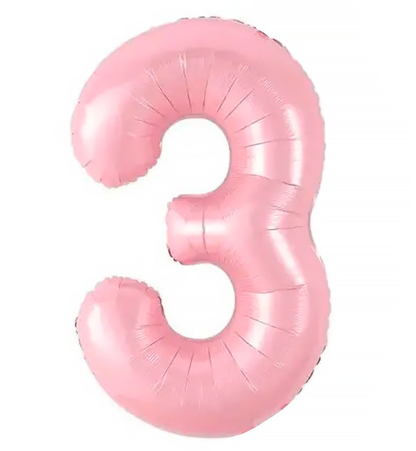Кулька Цифра "3" (40 см) колір рожевий
