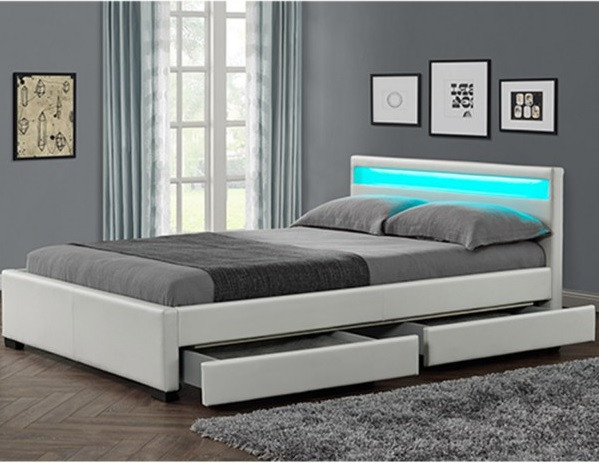 Ліжко двоспальне LYON з екокожи 140х200 див. LED