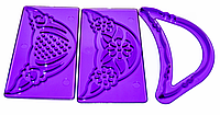 Набір вирубок-відбиток кондитерських з 3-х шт фіолетовий Ажурний