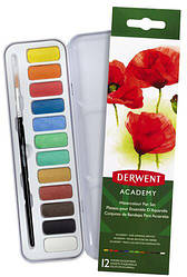 Набір акварельних фарб Derwent Academy™, 12 кольорів з кісточкою