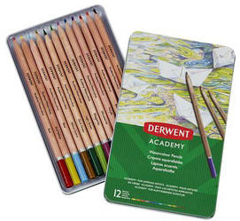 Набір акварельних олівців Derwent Academy™, метал.коробка 12шт