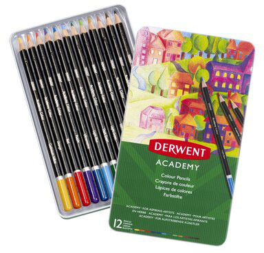 Набір кольорових олівців Derwent Academy™, метал.коробка 12шт
