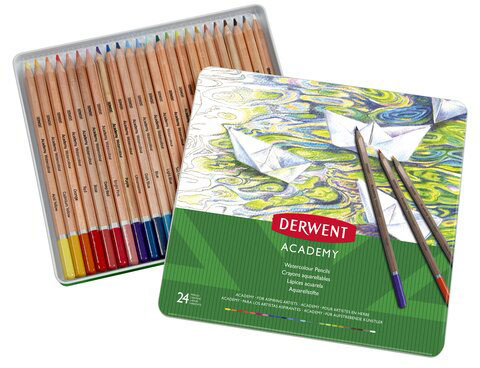 Набір акварельних олівців Derwent Academy™, метал.коробка 24шт