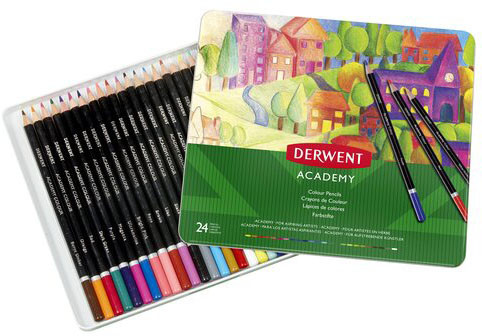 Набір кольорових олівців Derwent Academy™, метал.коробка 24шт