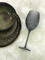 Бокал для белого вина (матовое стекло) "Черная Персия" | 400мл | набор 4-предм цена за 1 шт