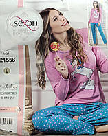 Комплект женской домашней одежды, демисезонный (футболка длинный рукав +штаны), рисунок Единорог, Sexen