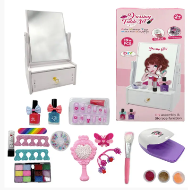Набір дитячої декоративної косметики для макіяжу та манікюру з сушінням та трюмо 769-5, кольорова