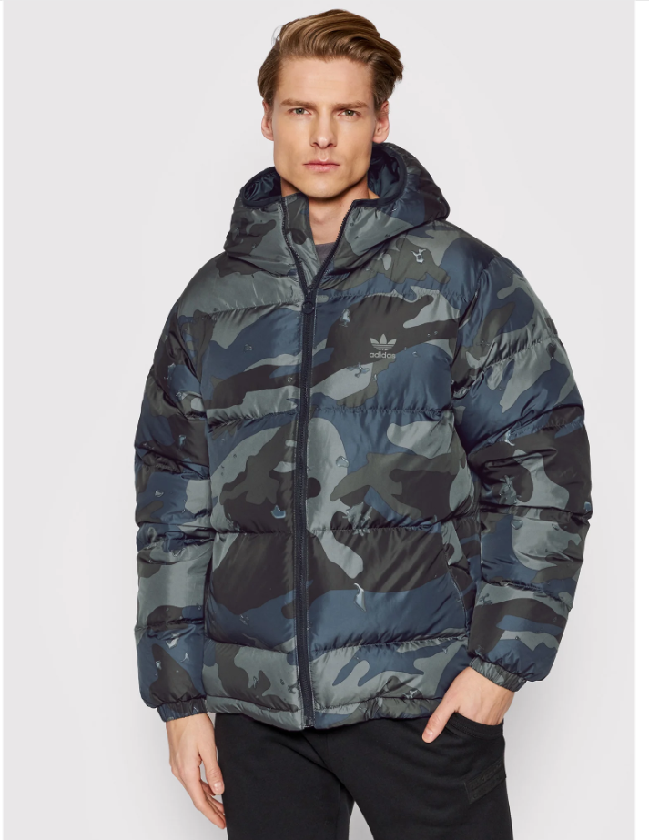 ОРИГІНАЛ Розпада ADIDAS Пуховик Camo Зелений Хакі Regular Fit H13566
