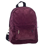 Жіночий вельветовий рюкзак бордового кольору середнього розміру повсякденний 7,5 літрів